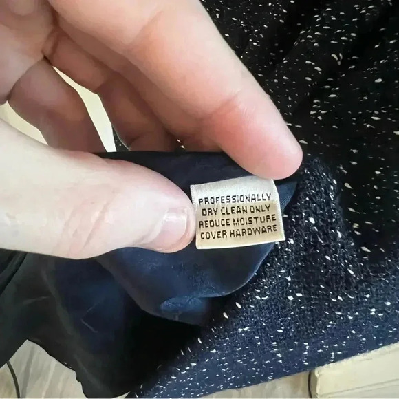 188 St. John Couture Blue and White Speckled Zip up Coat - Picture 5 of 6